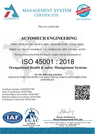 ISO 45001:2018 Certificate