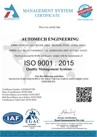 ISO 9001:2015 Certificate